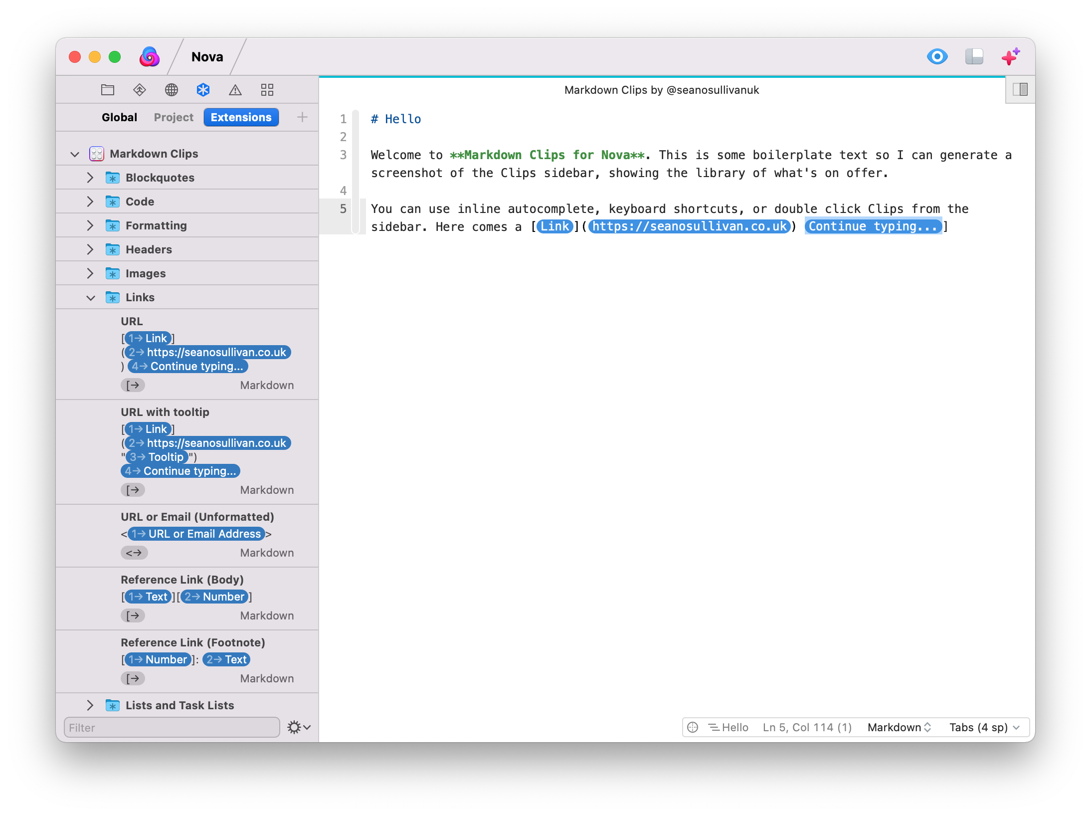 Markdown Clips for Nova