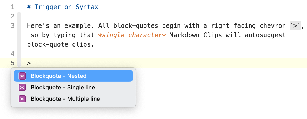 Markdown Clips Trigger on Syntax