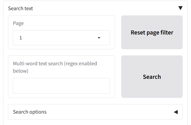 New redaction search menu