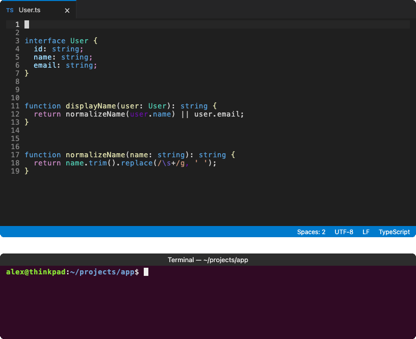 code-divider inserting two region headers and a section header