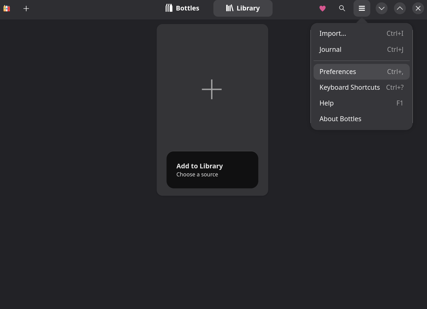 Preferences menu