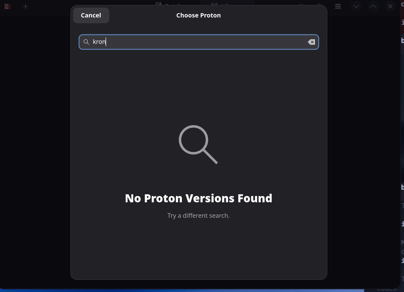 Choose Proton, no kron4ek offered