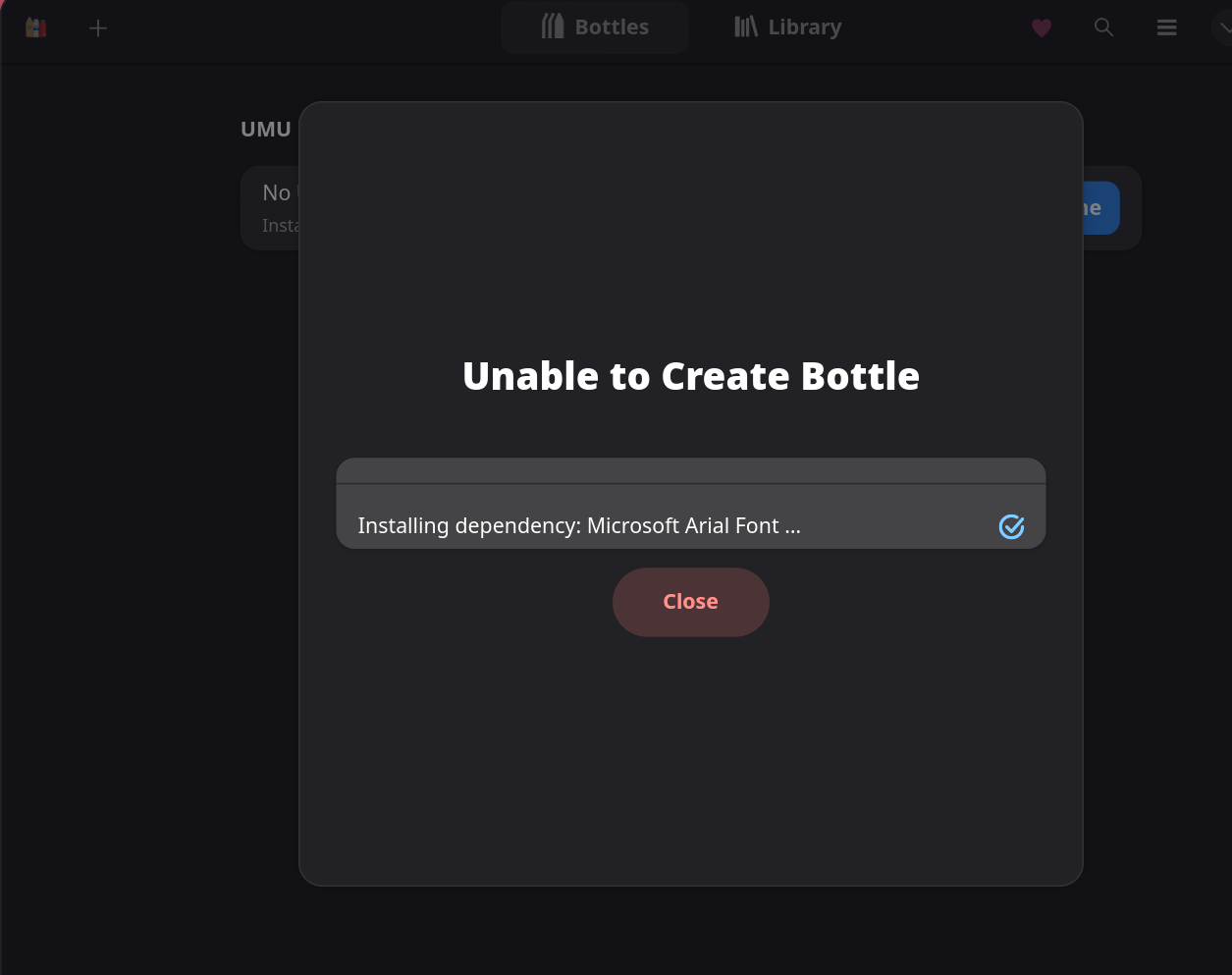 Unable to create bottle, Arial font error