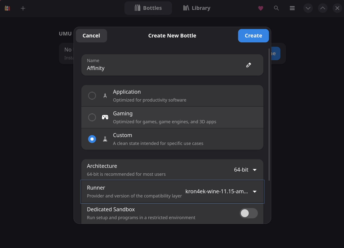 Retry creating a bottle with Custom environment