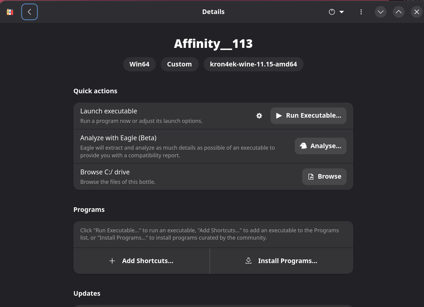 Affinity bottle details page