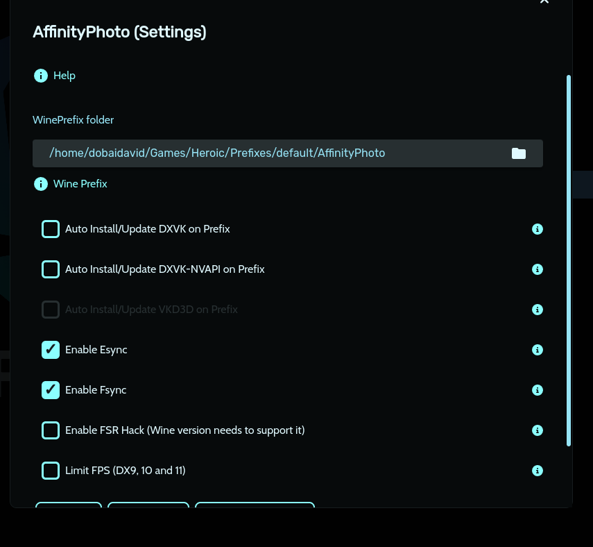 Heroic performance settings: Other tab with Game Mode checked