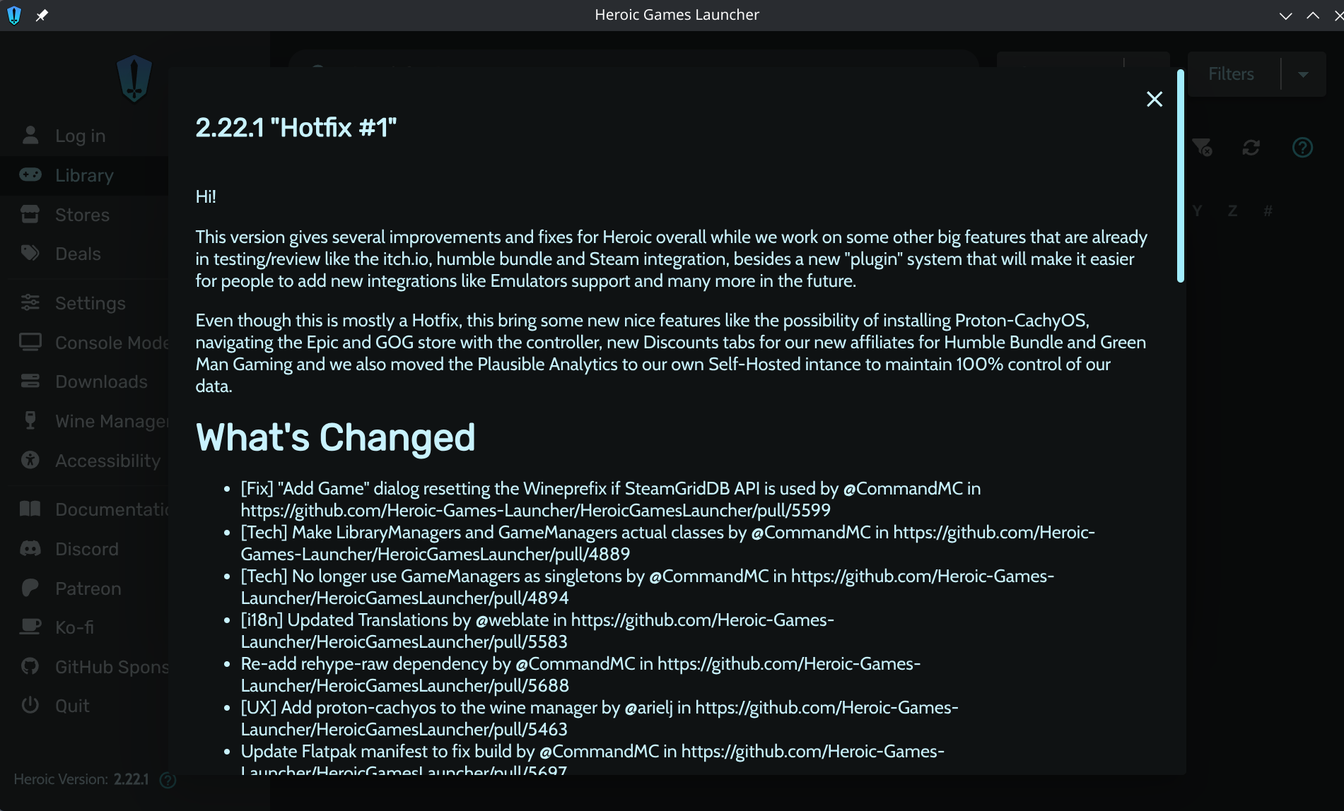 Heroic welcome / changelog screen