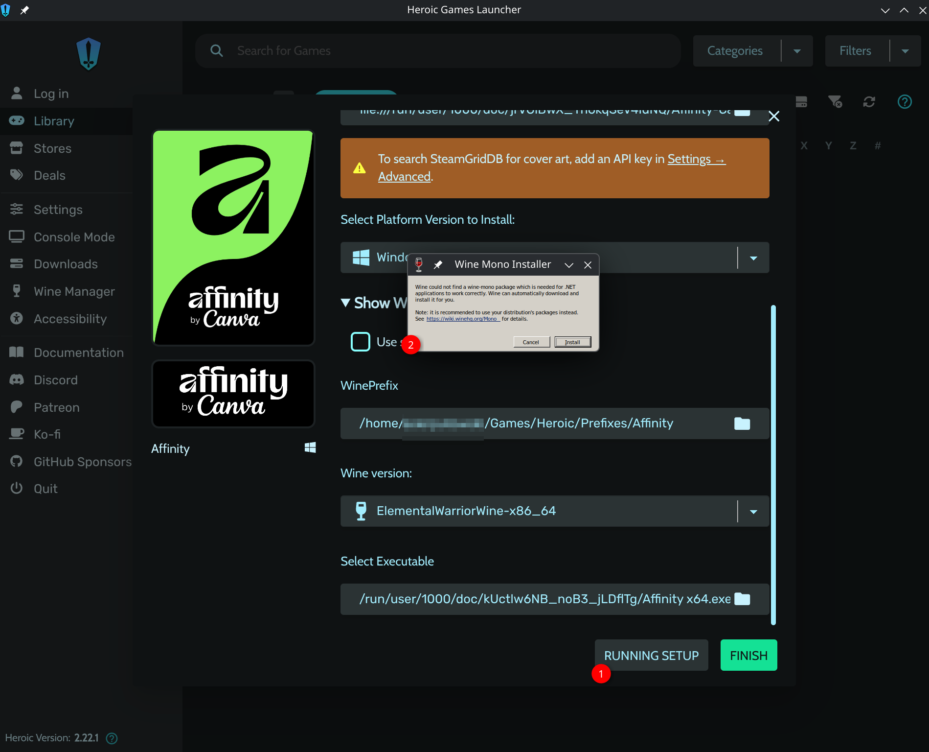Wine-mono installer prompt