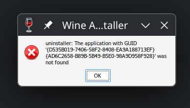 Uninstaller GUID warning
