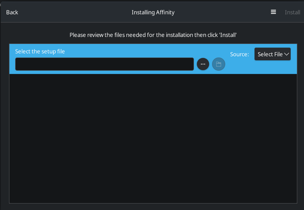 Reviewing the selected setup file before installing