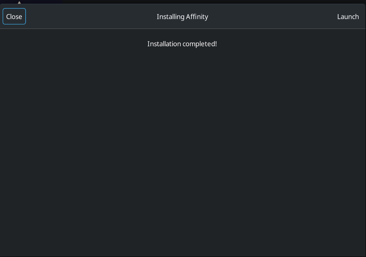 Lutris reporting the install completed