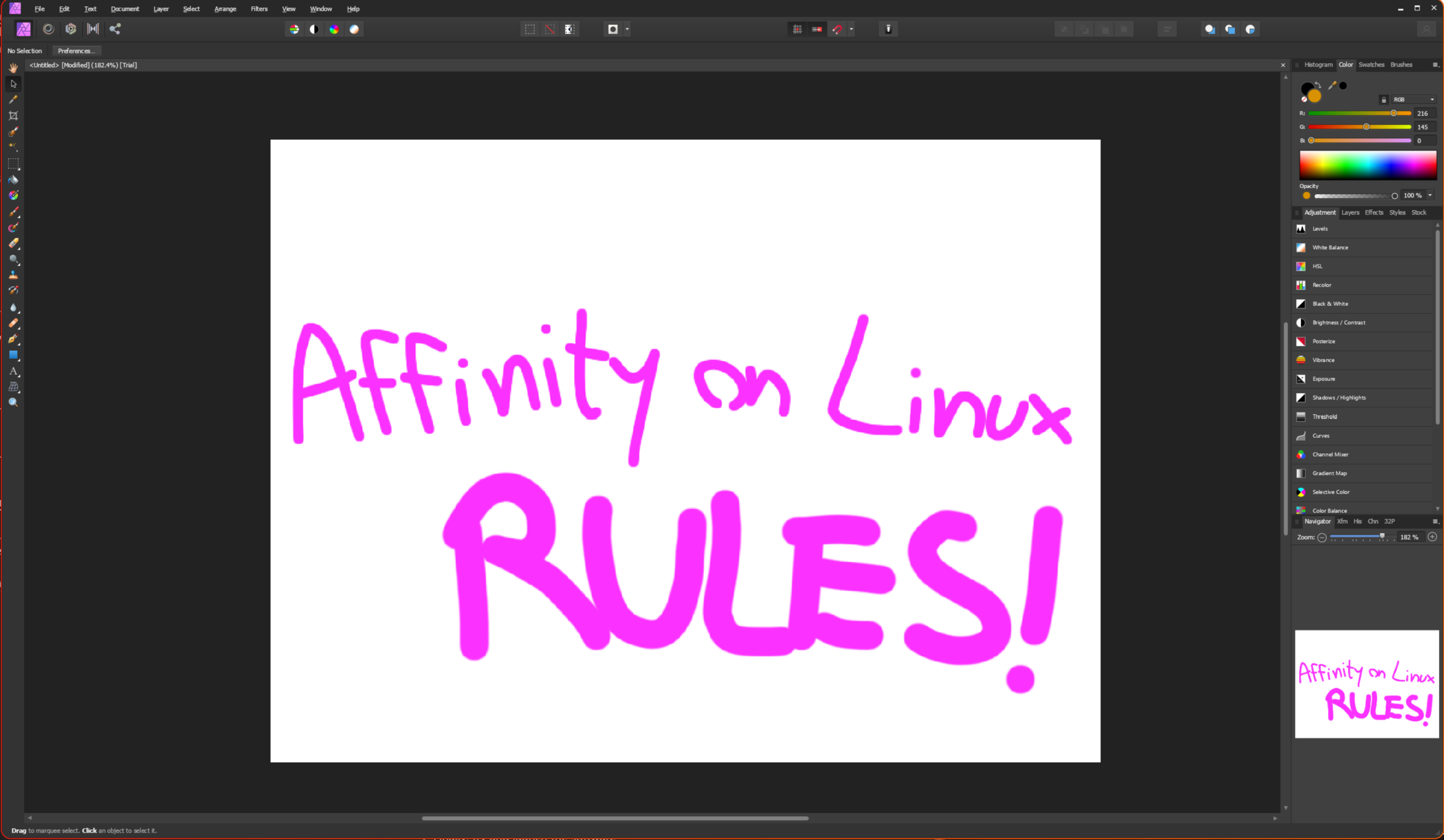 Affinity Photo running on Linux
