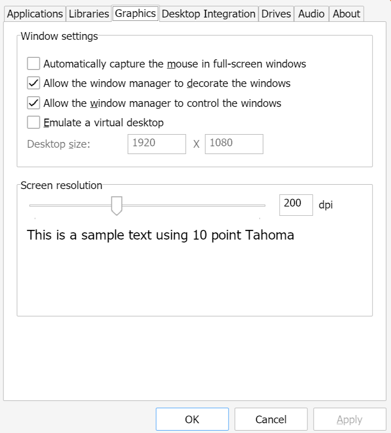 Winecfg DPI setting for HiDPI scaling