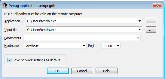 IDA debugger settings