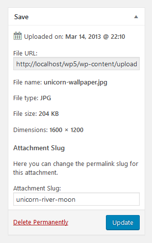 Edit Attachment Slug