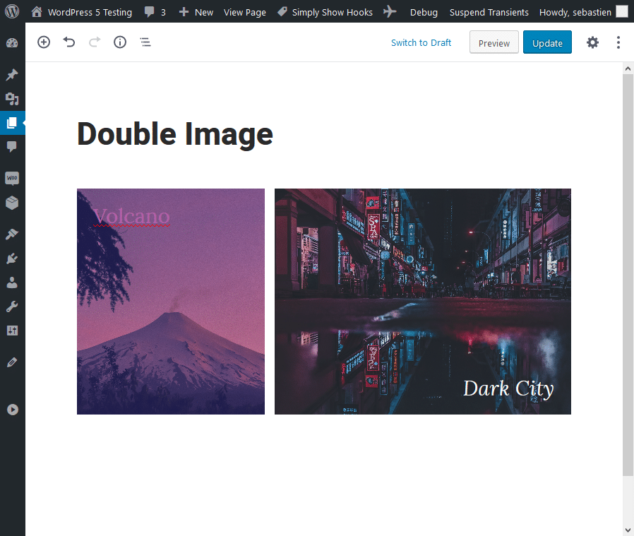 Both images with overlay colour and overlay text