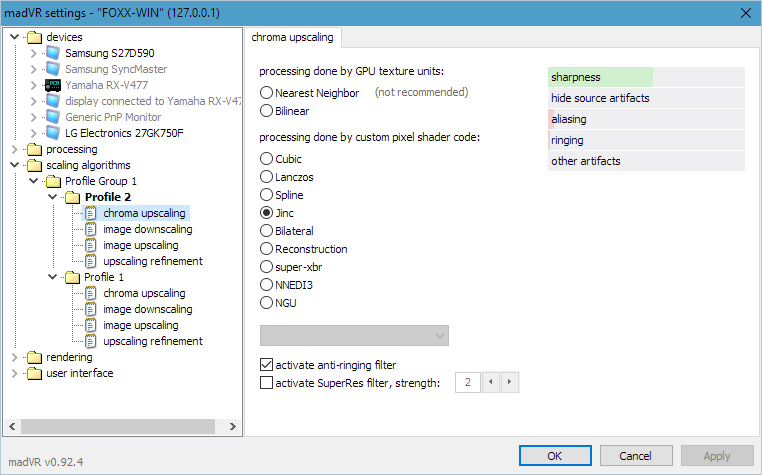 Jinc chroma upscaling