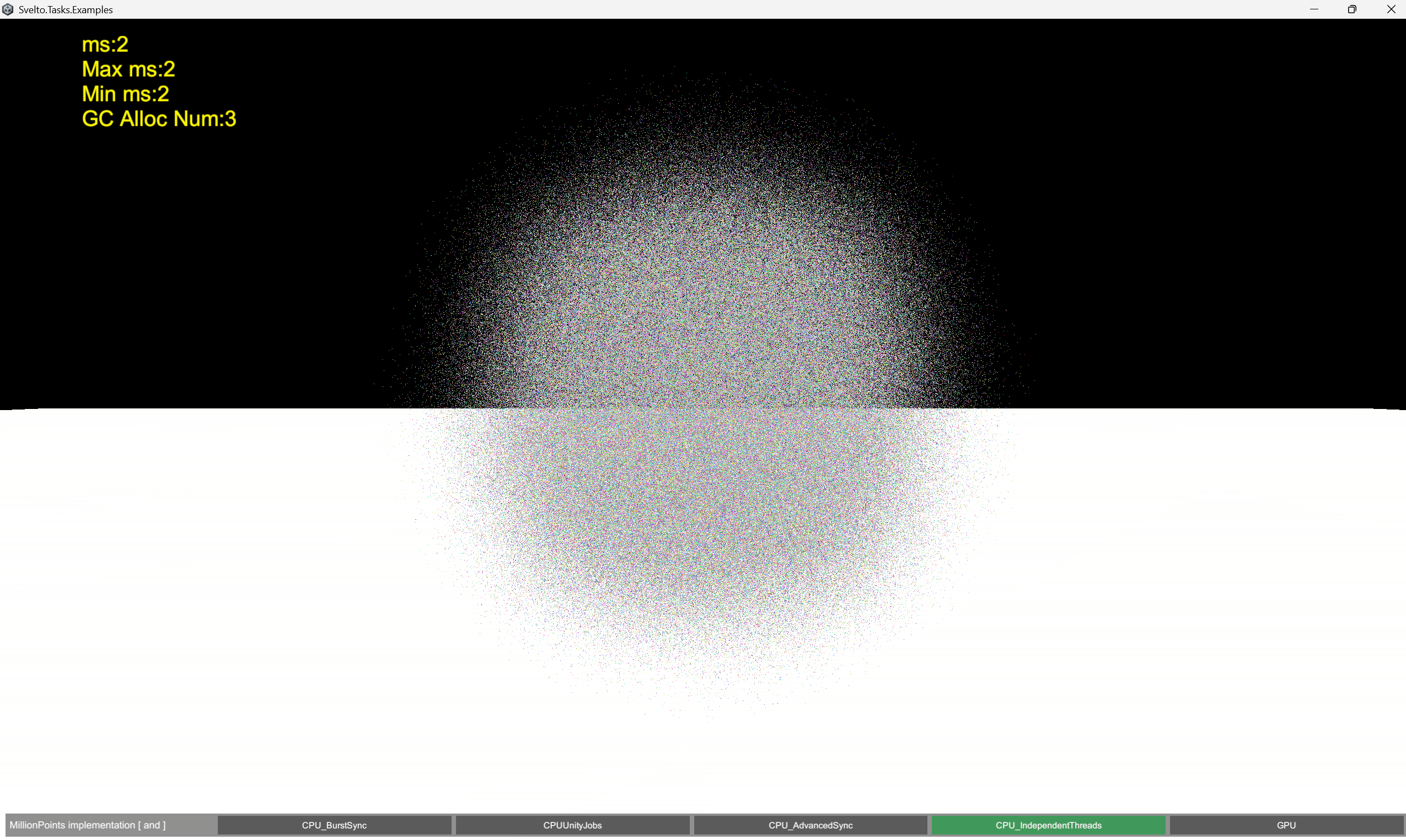 The MillionPoints demo: one million points animated at full framerate