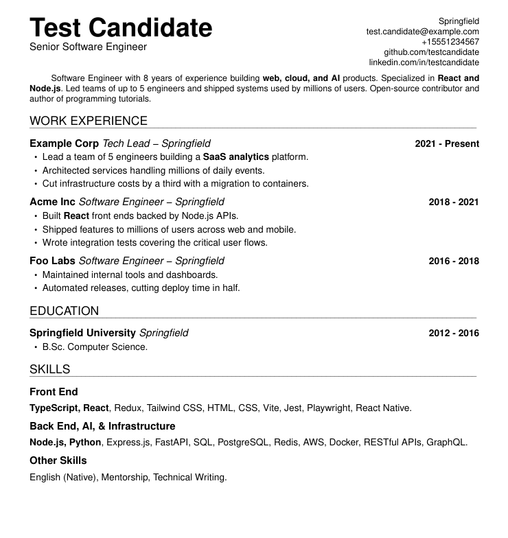 compiled example resume