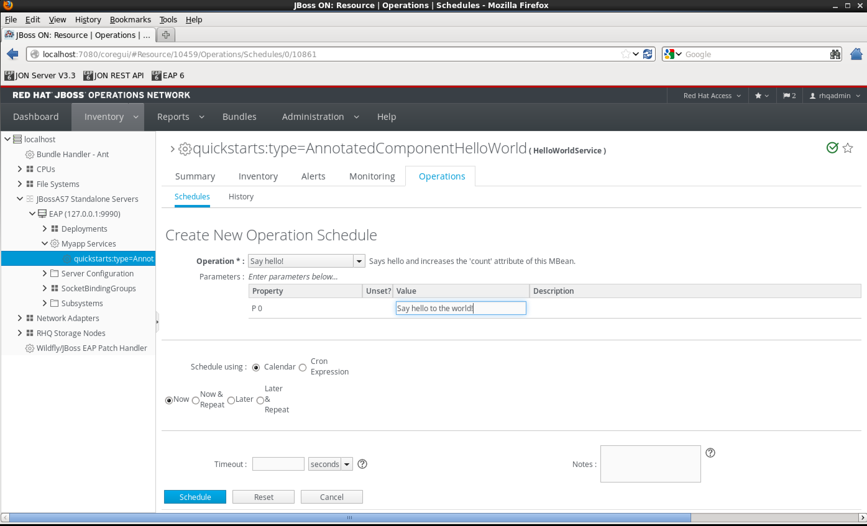 2. Execute an operation on a custom MBean