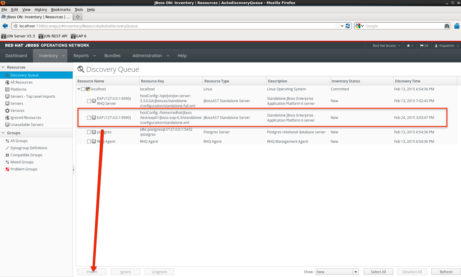 6. Inventory - Import EAP instance