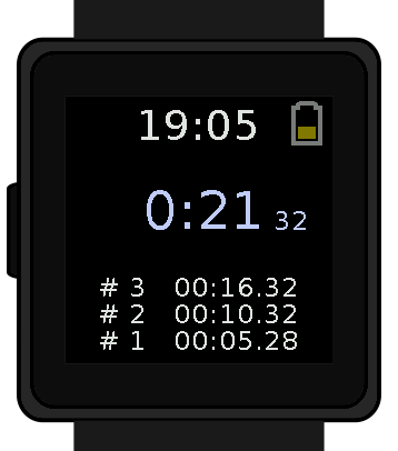 Stop watch application running on the wasp-os simulator