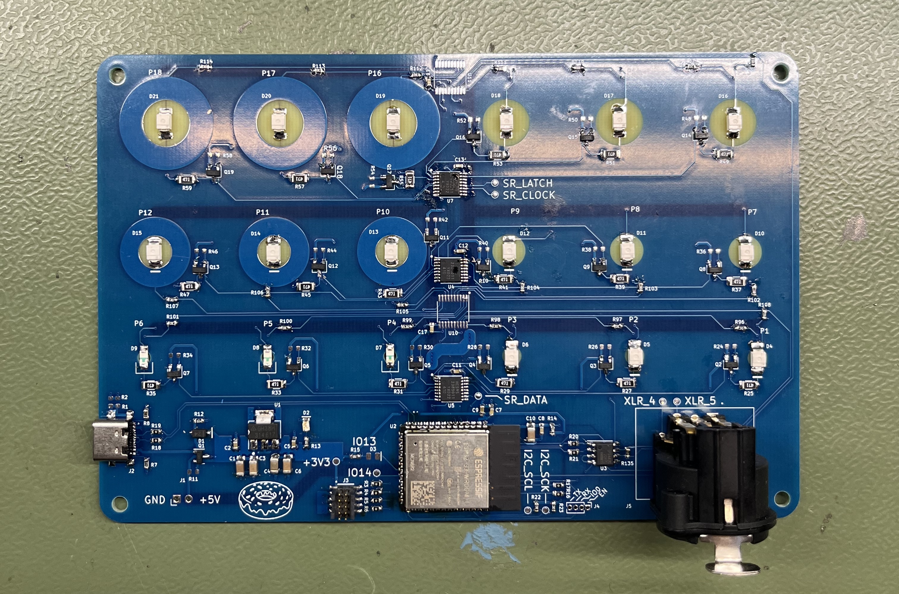 Version 1.1 of the capacitive touch button test board back
