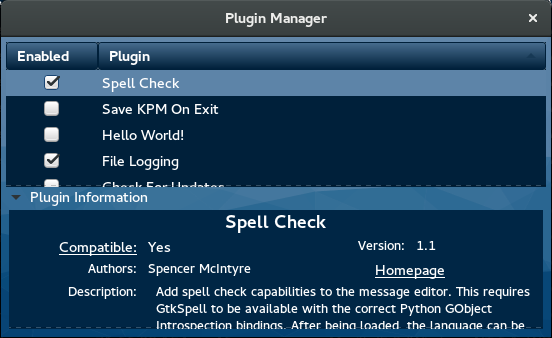 The Plugin Manager Window