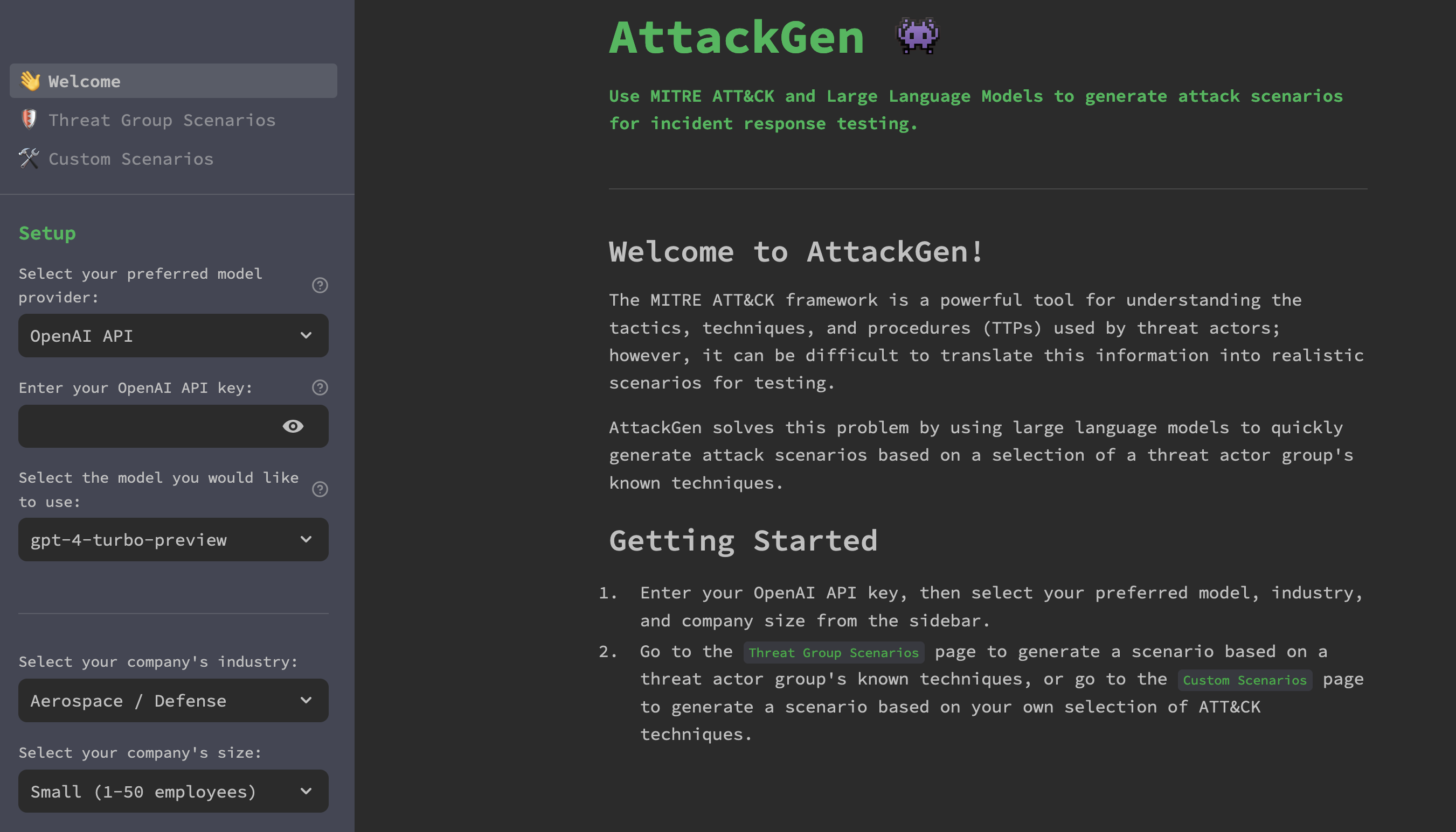 AttackGen Screenshot