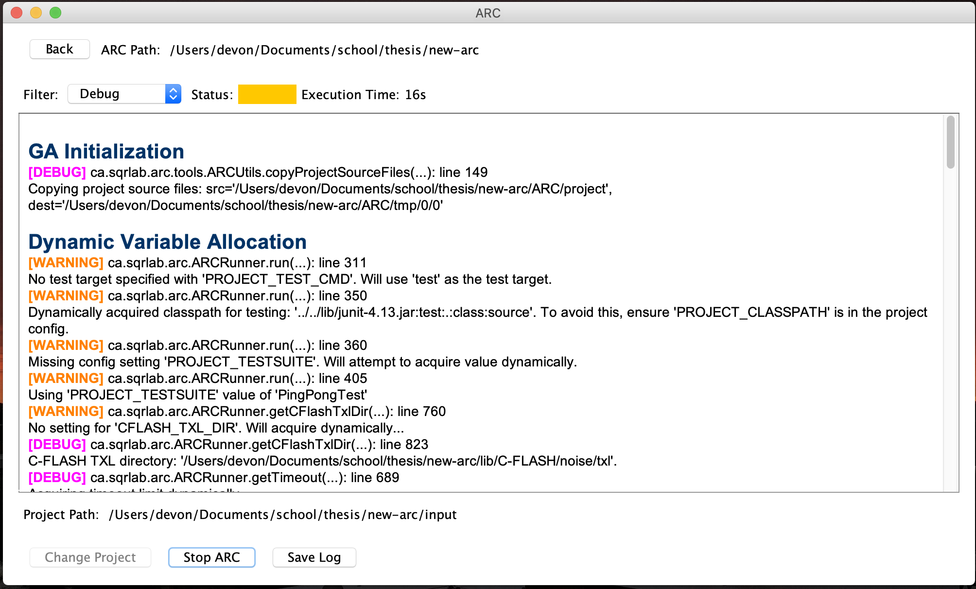 ARC2 running with the Ping-Pong test program