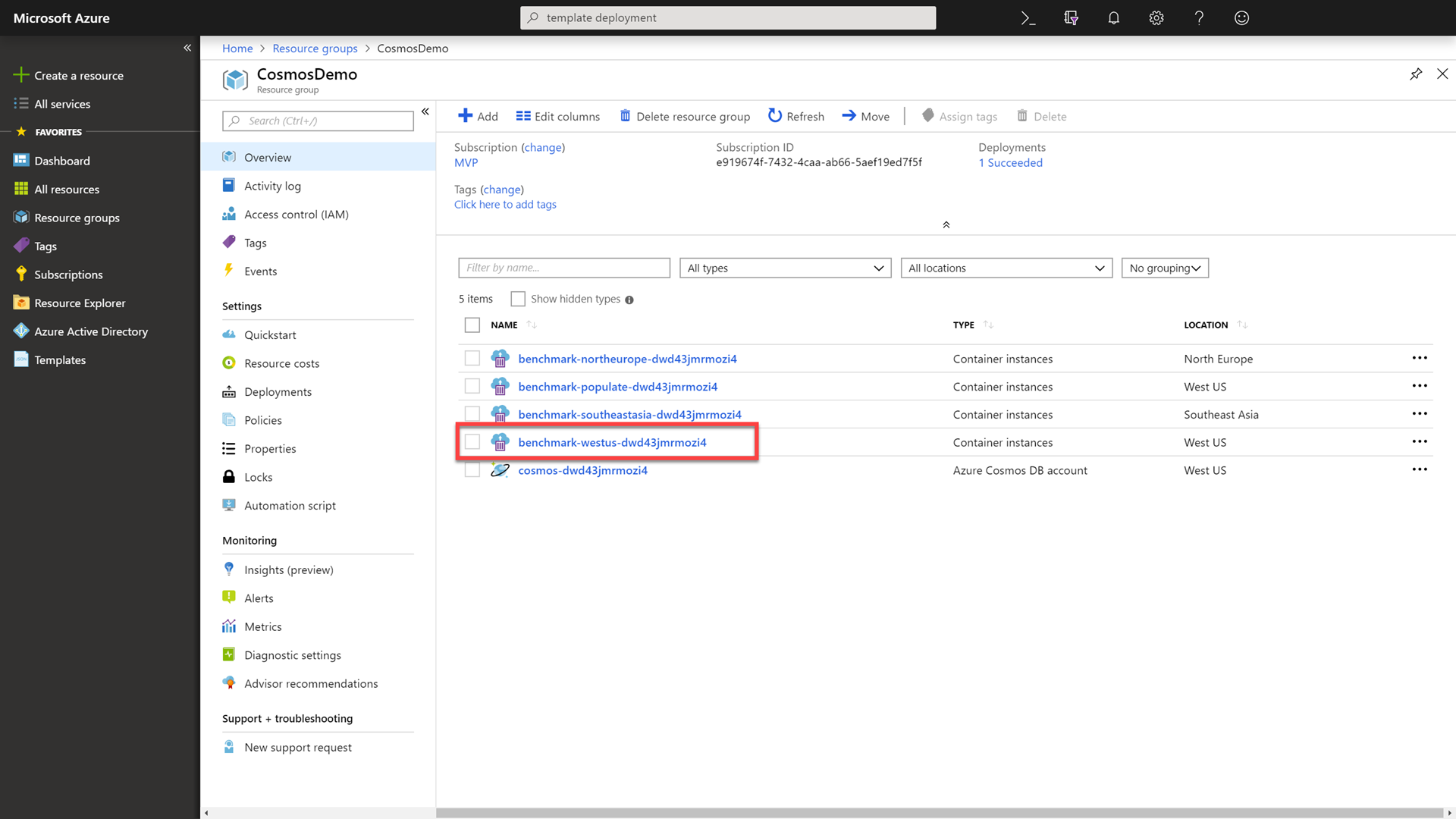 West US Container Instance