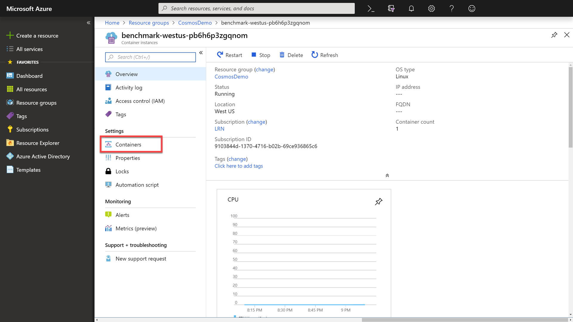 Container Settings