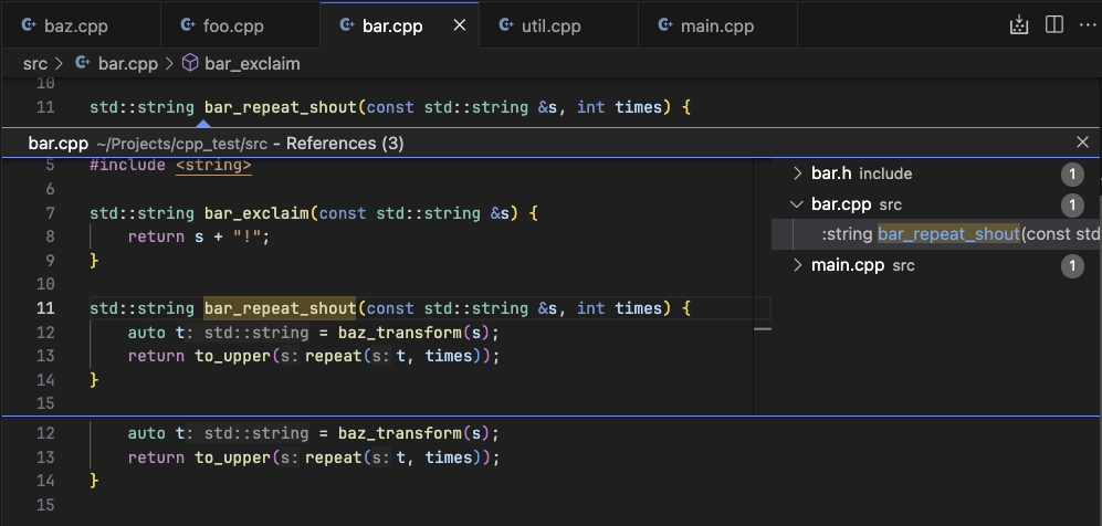 C++ sample code
