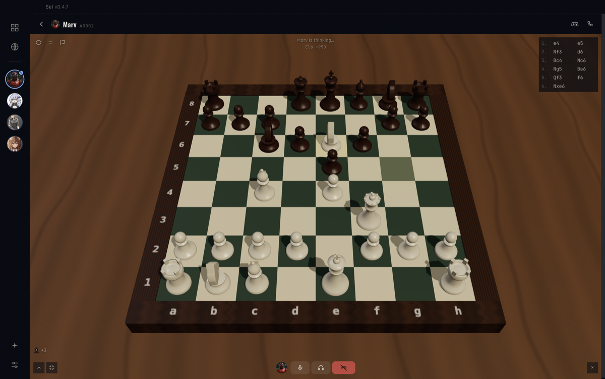 A Sei character playing chess