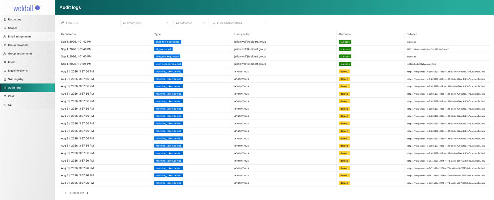 Audit logs