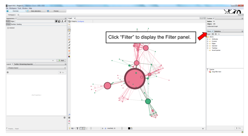 Making the Filter panel visible.
