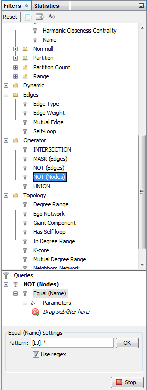 filter operator not 1 en