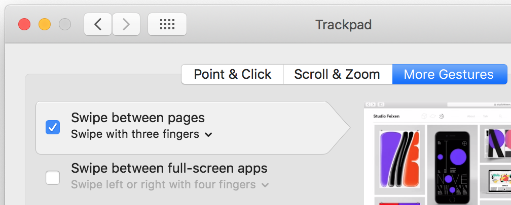 macOS trackpad Settings