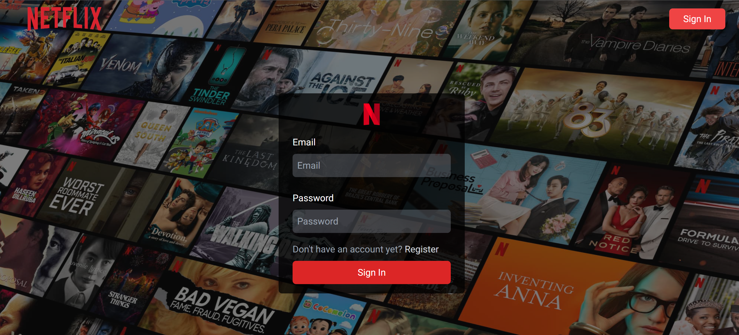 Netflix Login Page