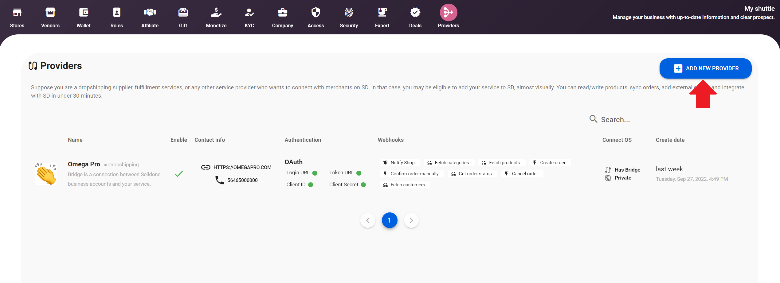 Create new provider for Connect OS