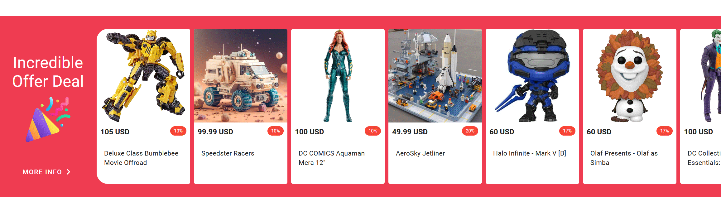 Discounted products carousel built with the Storefront SDK in the Page Builder