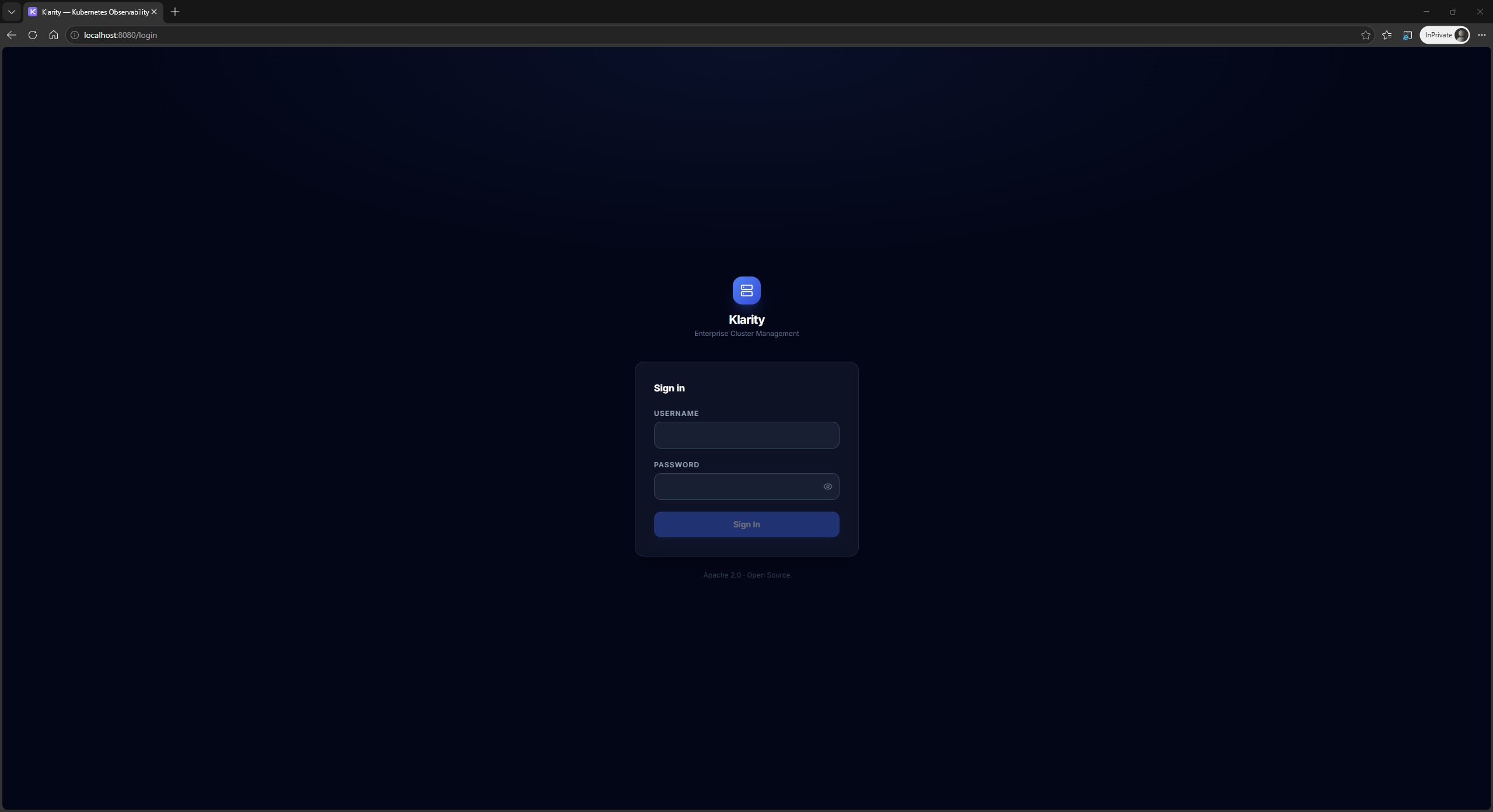 Login page