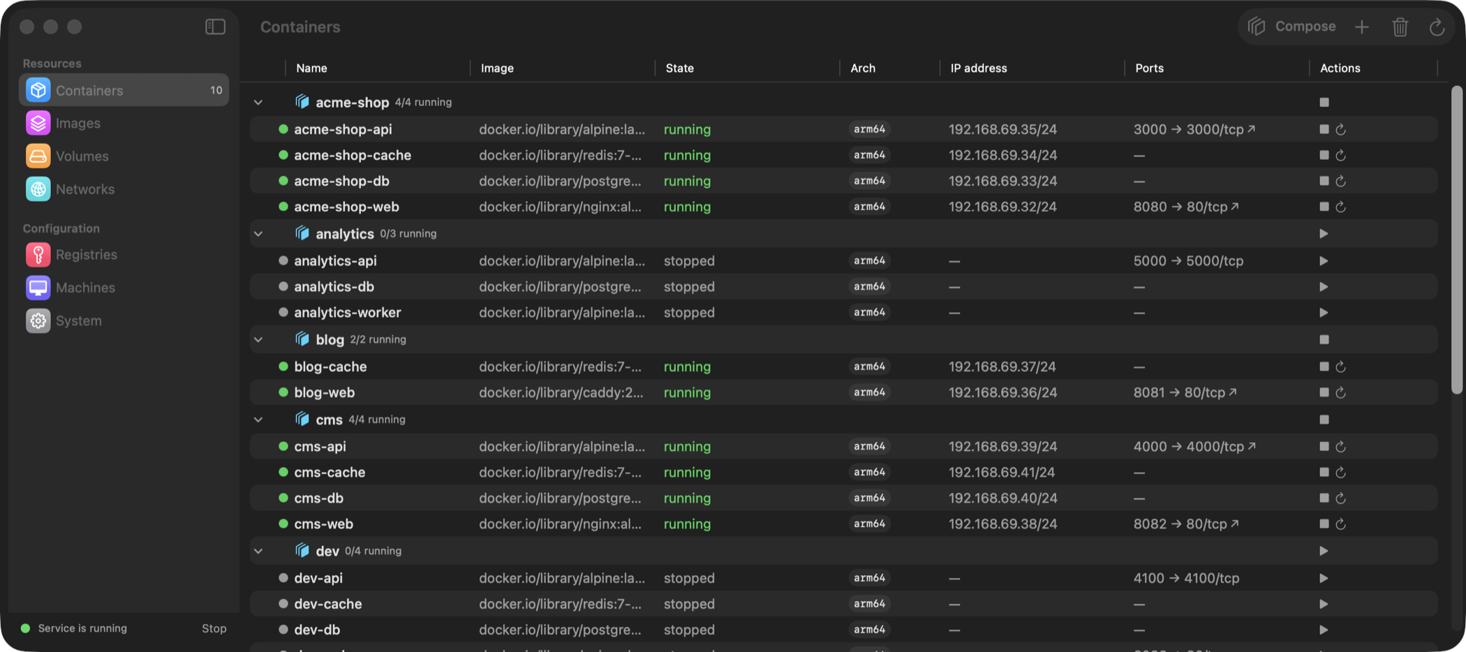 Container Desktop screenshot 1