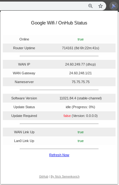 Wifi Status Screesnhot