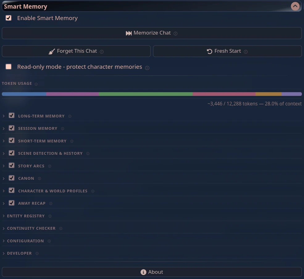 Smart Memory extension panel