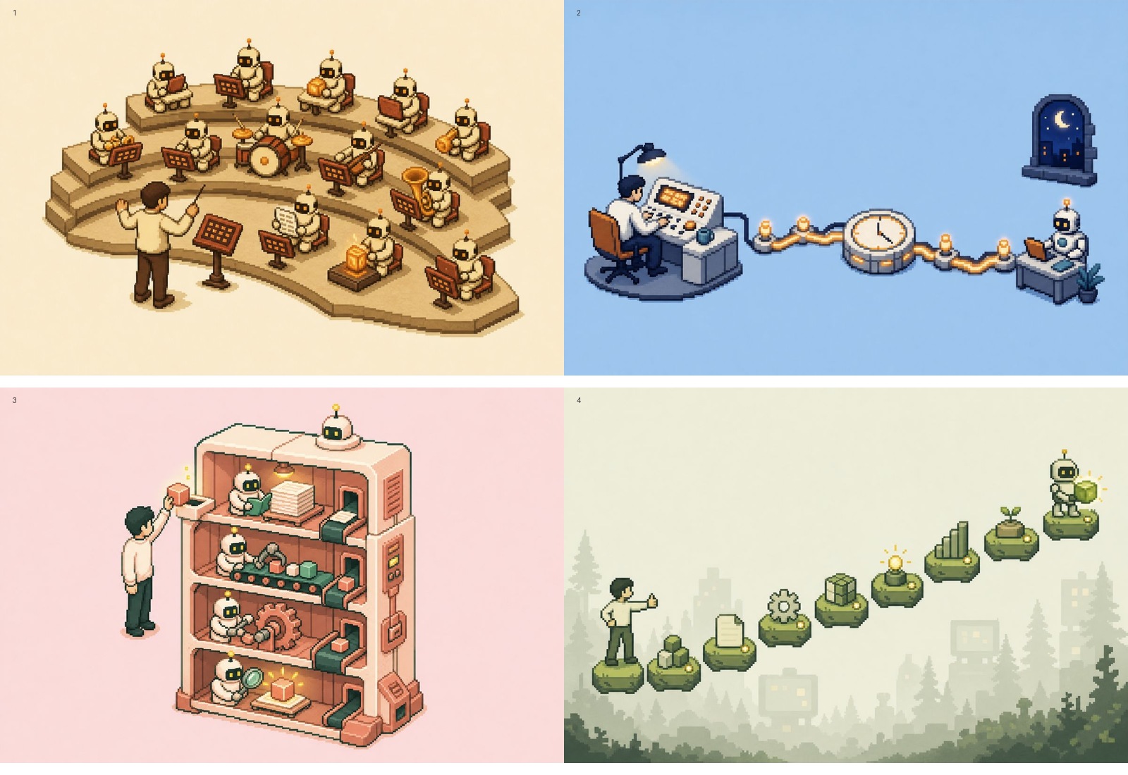 Four distinct Coding Wrapped illustrations