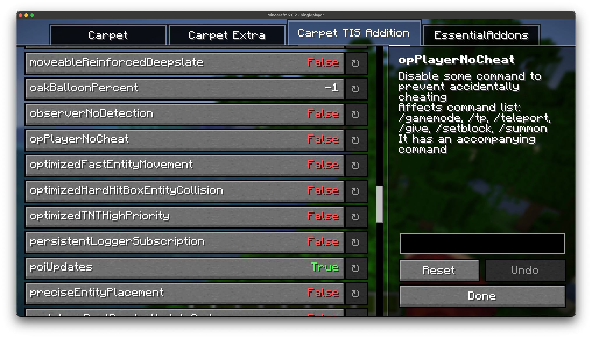 Carpet rules gui