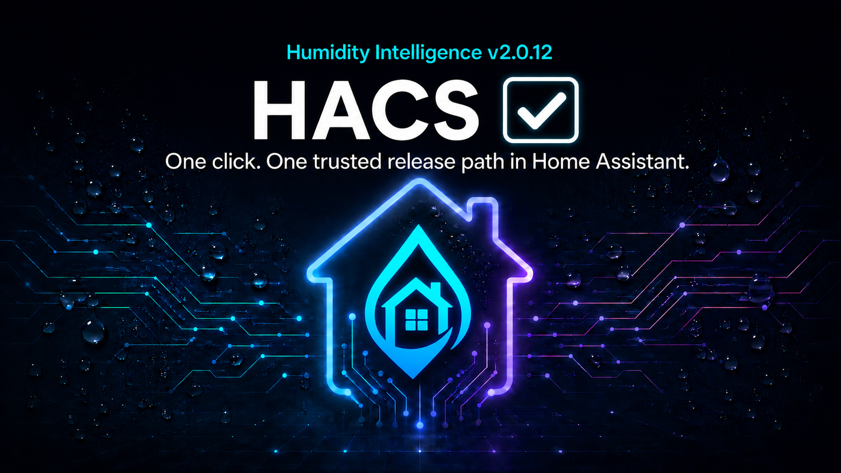 Humidity Intelligence v2.0.12 release header celebrating repository-level HACS inclusion