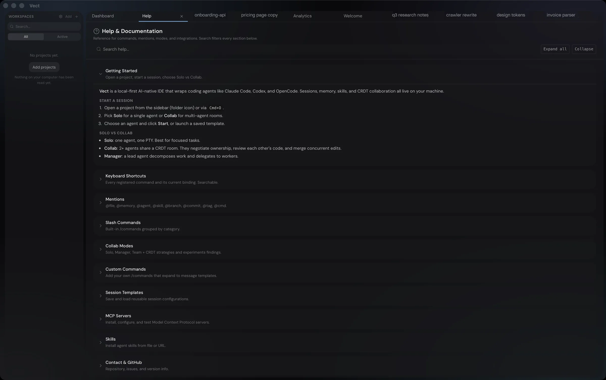 The Vect desktop app